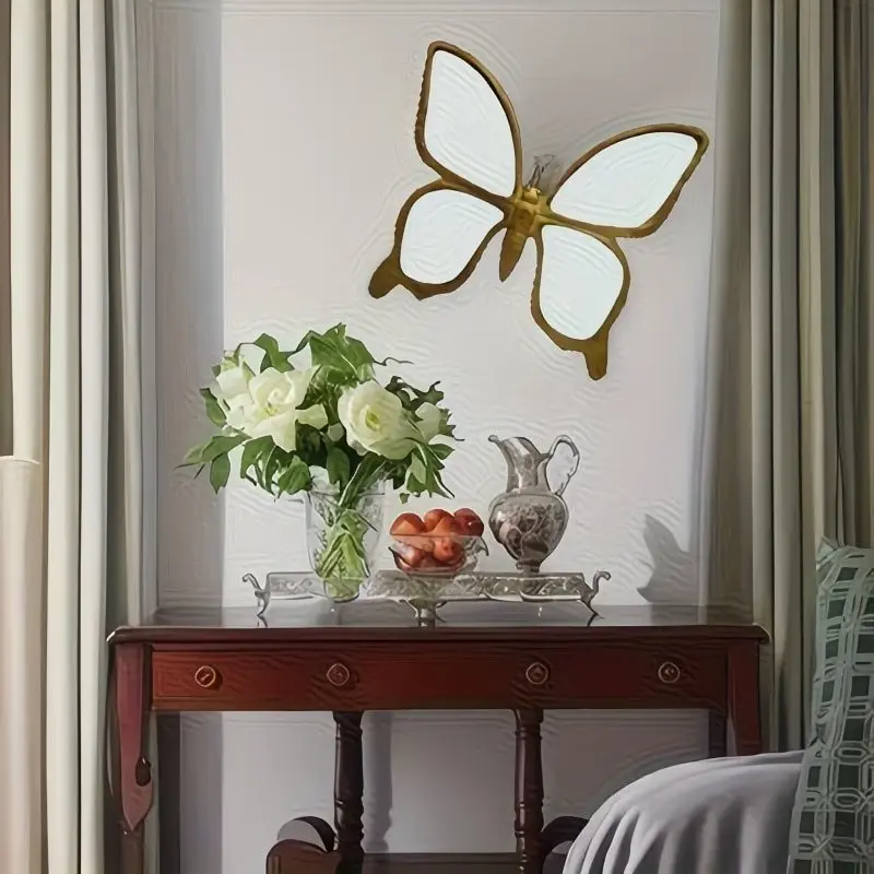 Elegant Resin Butterfly Decorative Wall Art - 9x10 Inch Mirror Decor Hanging, Perfect for Living Room, Unique Home Decoration Gift for Animal Lovers, Butterfly Pattern Design, Artwork