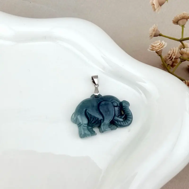 Elephant pendant silver 925 pendants jade- Dije de elefante