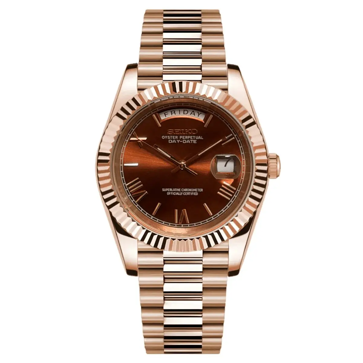 Seiko Rose Gold Presidential Mod Watch