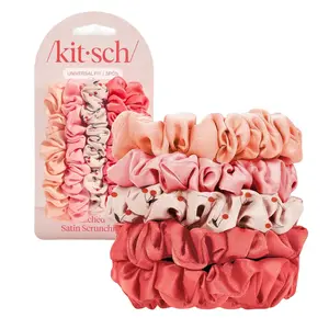 Cherry Blossom Ruched Satin Scrunchies 5pc Set Cherry Blossom Ruched Satin Scrunchies 5pc Set