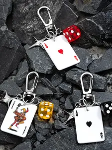 Vintage Poker Dice Keychain Starburst Design, Retro Cool Style Bag Decoration, Unique Key Ornament, Personalized Accessory