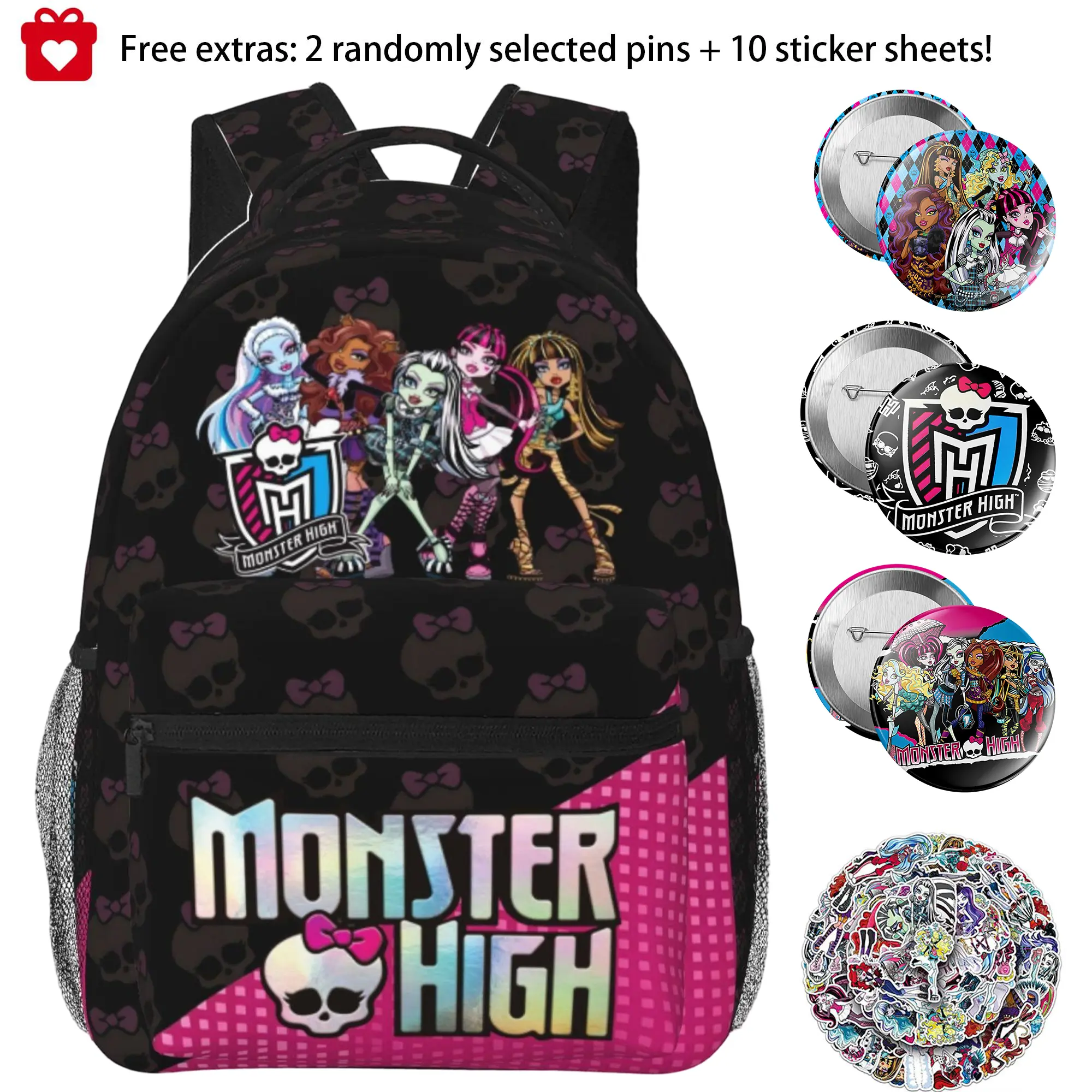 Monster high Laptop Backpack for Women Monster high dolls Travel Backpack Bag Monster high doll Multi-Functional College Backpack for Work, Commuting, Travel, Picnics, and Other Occasions