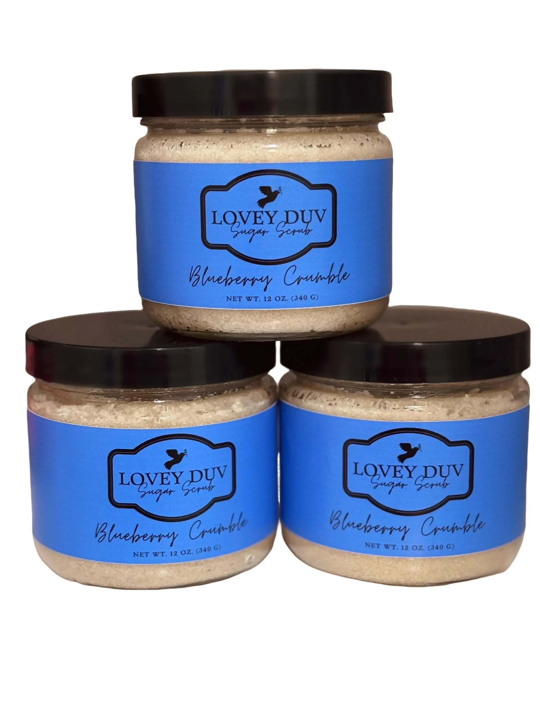 Lovey Duv Sugar Scrub Blueberry Crumble 12oz Jar with Vitamin E All-Natural Organic Exfoliant for Radiant Skin Care