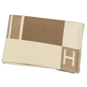 Pre-owned HERMÈS Wool Small Leather Goods Hermes Avalon Vibrations Blend Blanket