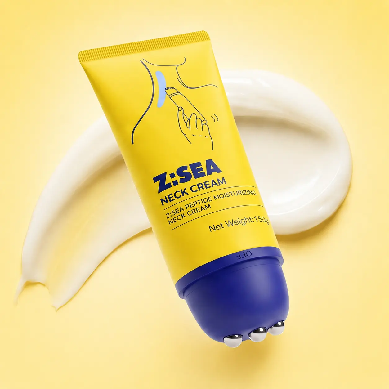Z:SEA Peptide Neck Firming Cream with Cooling Roller, Fast-Absorbing Moisturizer for Crepey-Looking Skin, Fine Lines, Neck & Décolletage, 5.29 oz,travel essentials,sunscreen