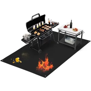 70x48 inchs  Grill Mat for Outdoor Grill, Outdoor Grill Deck Protector,Blackstone Floor Mats for Outdoor Grill Patio Mat,Fireproof Mat for Under Grill,Fireproof deck Grill Mats