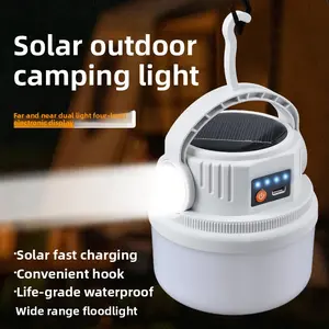 Solar Camping Lantern Outdoor Rechargeable LED Lights for Tent Emergency Home Use Portable Waterproof Lamp for Night Camping Party Hiking