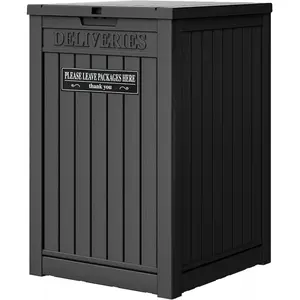 Package Delivery Box for Outside, 48 Gallon Storage with Lockable Secure, Large Double Wall Resin Outdoor Package Delivery Waterproof Deck