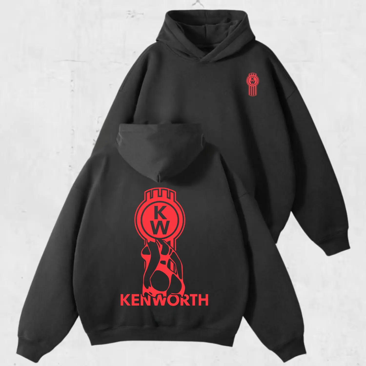 Kenworth Truck Hoodie for Men & Women – Classic KW Logo Pullover, Warm Fleece Trucker Sweatshirt, Diesel Mechanic Gift, Trucker Life Apparel& Blue Design for Kenworth Fans