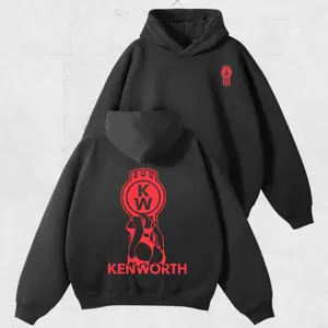 Kenworth Truck Hoodie for Men & Women – Classic KW Logo Pullover, Warm Fleece Trucker Sweatshirt, Diesel Mechanic Gift, Trucker Life Apparel& Blue Design for Kenworth Fans