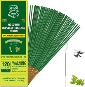 KICKOUTOR Mosquito Repellent Incense Sticks with Natural Citronella Oil, 120 Count DEET-Free Outdoor Protection for Patios, Backyard Gatherings & Camping, Up to 1 Hour Against Gnats & No-See-Ums
