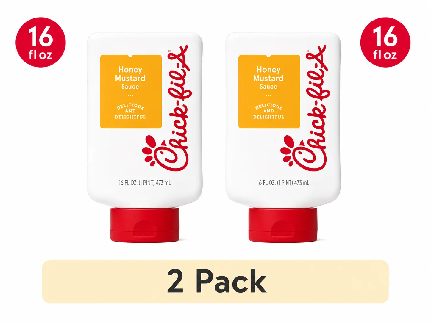 Chick-fil-A Honey Mustard Sauce 2 Pack, 16 fl oz each - Sweet & Tangy Dipping Sauce for Chicken, Fries, Salads & Sandwiches, Dipping, Drizzling, recipes, Cream sauces