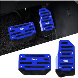 2PCS Car Pedal Covers - Premium Aluminum Alloy Non-Slip Gas and Brake Pedals Covers for Safe Driving - Universal Car Accessories Fits Car Truck SUV Van with Automatic Transmission (Blue)