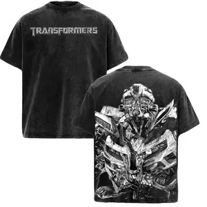Bumblebee TRANSFORMERS Edition Double Printed Oversize Lightweight Acid Washed Tee TV Series Graphic Design Top Cotton Streetwear Movie T-Shirt Clothes Menswear Womenswear Apparel Classic F3V