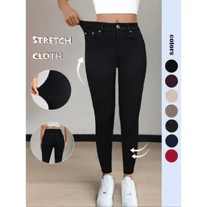 Women's Plain Pocket Button Leggings, Comfy Skinny Pants for Yoga Gym Workout, Leggings for Women, Ladies Bottoms for Fall & Winter