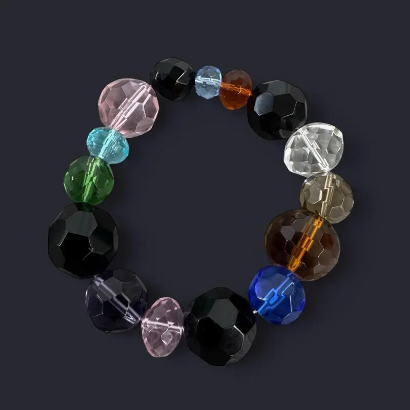 Chunky Disco Faceted Glass Bead Bracelet