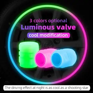 4pcs High-End Glow-In-The-Dark Car Tire Valve Stem Caps, Universal RV Truck Valve Core Covers, Electric Bike Motorcycle Air Nozzle Decorative Covers, Car Accessories