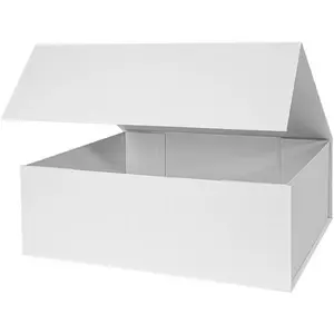 Upgrade 1 count 13x9x4 Inch White Hard Large  Box with Lid, Foldable   Boxes,Groomsman Box bridesmaid proposal box,   Boxes for Clothes