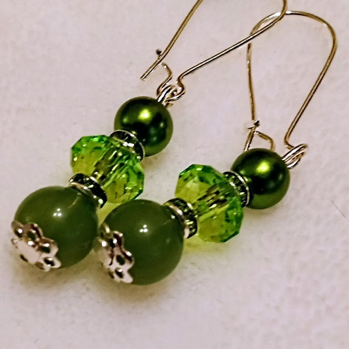 Handmade Green Bead Earrings for Women - Fashion Accessory