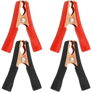 4 count 100A Insulated  Clips Electrical Heavy Duty  Clamps,  Replacement  Metal Spring  Jumper Clips for  Auto  Boat (Red & Black)