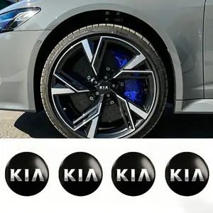 4pcs Wheel Center Cap Stickers for Kia Picanto Rio Forte K3 K4 K5 Optima Sonet Stonic Seltos Portage Carnival Ceed Kn Ev3, Aluminum Metal Logo Decals