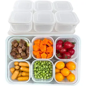 6PCS Plastic Food Containers for Pantry Organization and Storage, Stackable Meal Prep Containers Reusable Food Storage Containers with Lids