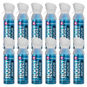 Boost Oxygen Natural Portable 5 Liter Pure Oxygen Canister Peppermint (12 Pack)