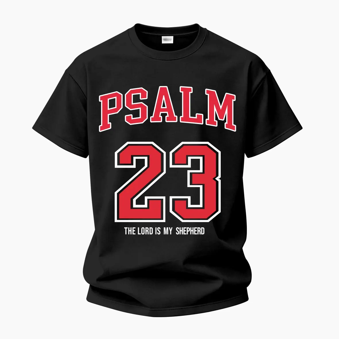 Unisex✝️ "Psalm 23 The Lord Is My Shepherd" Cotton Short Sleeve T-Shirt Round Neck Athletic Style Breathable Fabric Faith Graphic Tee Casual Streetwear Summer Top Good Graphic Tees Funny Graphic Tee Trendy T-Shirts Oversized T Shirts Fits