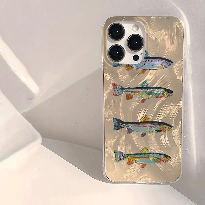 1 piece stylish 4 fish pattern waterproof, anti-fingerprint, scratch-proof, transparent soft glossy smooth phone case for iPhone17/17Air/17Pro/17ProMax/iPhone16/16Plus/16Pro/16ProMax/iPhone15/15Plus/15Pro/15ProMax/iPhone14/14Plus/14Pro/14ProMax/iPhone13/