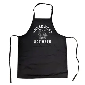 Smoke Meat Not Meth Funny Barbeque Grilling Cookout Drugs Joke Novelty Kitchen Accessories Funny Aprons Adjustable Household Items Graphic Print Sarcastic Grill Apparel Funny Food Cover Grilling Apparel for Men