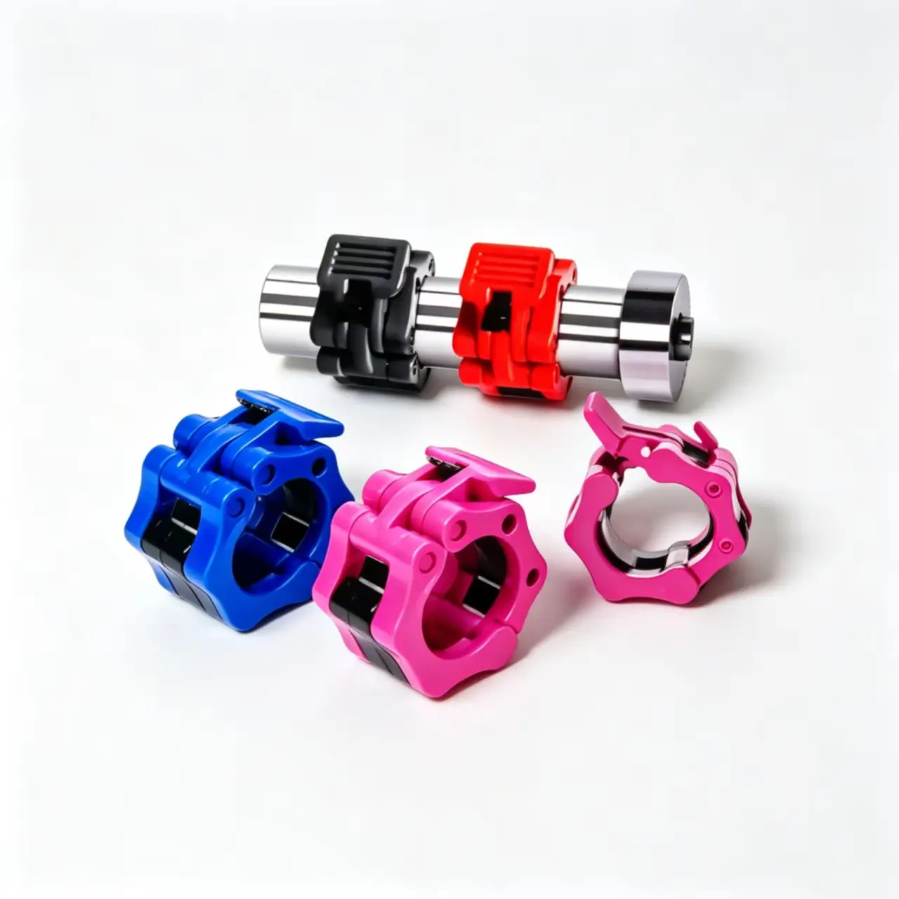 IFAST Quick-Release Olympic Barbell Clamp Collars, 2-in Nylon-Plastic Gym Accessories with 1 Button, Non-Slip Matte Surface, Advanced Casting & High-Pressure Processing, Plate-Shifting Prevention, Durable Weightlifting Gear for Home Workouts, Fixed Size