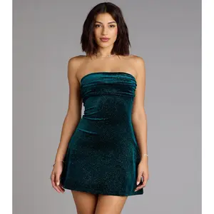 Late Night Luxe Glitter Velvet A-Line Mini Dress