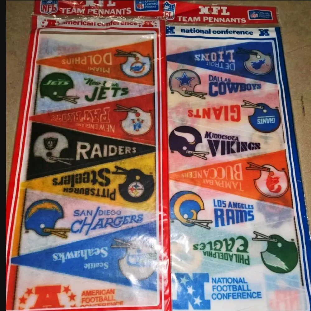 1970s Vintage NFL Mini Pennant Sets, 2-Pack, Mega Rare Collectible Sports Memorabilia