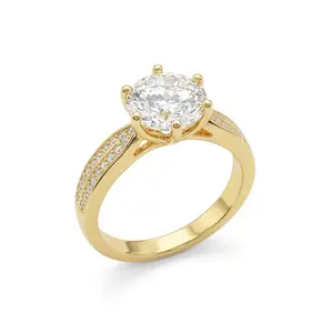 2.5 Carat Brilliant Round Cut Moissanite Engagement Ring for Women, D Color VVS1 Clarity Lab Created Sparkling Solitaire Diamond Alternative Ring, Anniversary & Promise Gift