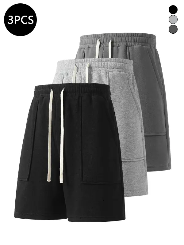 3-Pack Men’s Shorts for Summer — Loose Casual Mid-Thigh Shorts, Everyday Wear, Fitness Sports Shorts