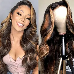 Brown Highlight P1b/30 Lace Front Wigs Body Wave Human Hair HD Transparent Lace Front Human Hair Pre Plucked Ombre Lace Front Human Hair For Woman