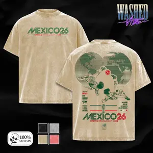 Mexico World Football Tour 2026 Vintage Washed Anime Soccer T Shirt, Vintage Fooball Graphic Tee, Oversized Heavyweight Cotton Streetwear, Mexico Football Fan Shirt, Sports Aesthetic Gift Merch Apparel IRT