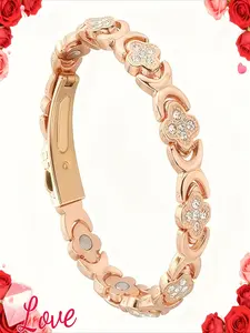 Ladies Pure Copper Magnetic Bracelet - 3500 Gauss Strong Magnetic, Rose Gold Plated Adjustable Buckle, Ideal for Party and Holiday Gifts, Perfect for Girlfriends and Wives, Vintage Ladies Accessories, High Quality Electroplating