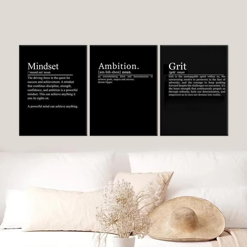 Wooden Framed Canvas Painting, 3 Counts/set Modern Art Inspirational Wall Art, Wall Decor for Home Living Room Bedroom Office