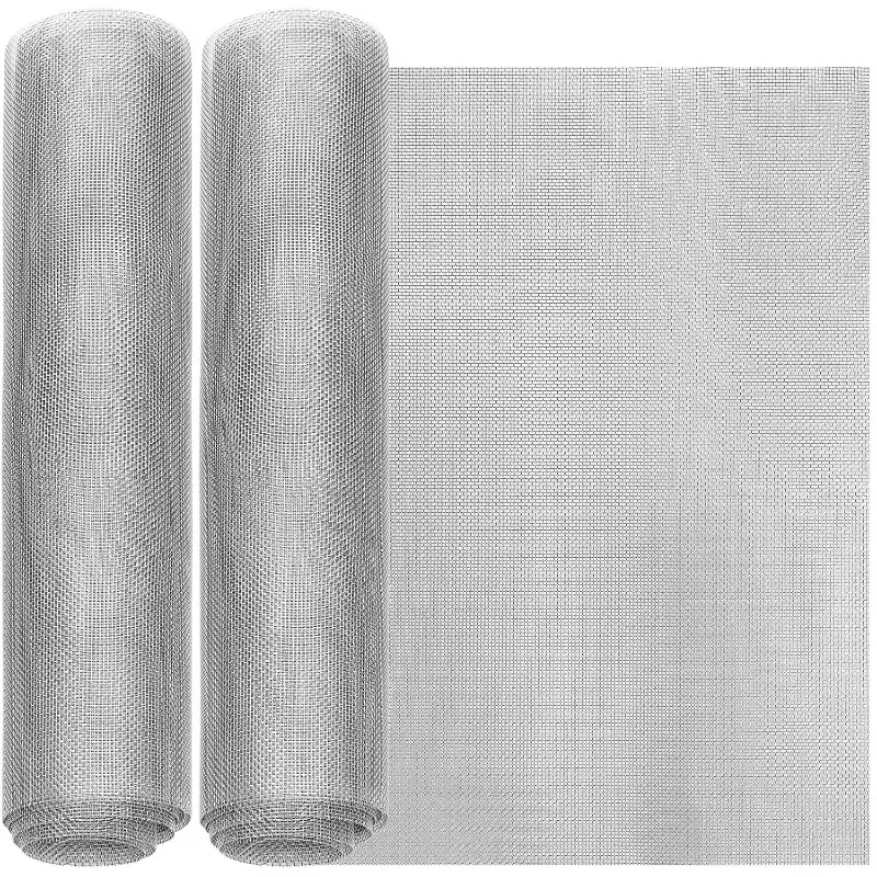 2 x 304 Stainless Steel Woven Wire Meshes - 11.8x39.3 Inch Bendable Curved Screens for Window Net, Ventilation, Vent, Filter, Doors (20 Mesh)