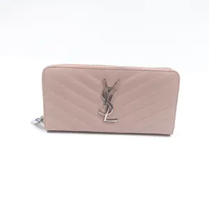 Pre-owned Yves Saint Laurent Calfskin Small Leather Goods Saint Laurent Monogram Pink Wallet T10414840