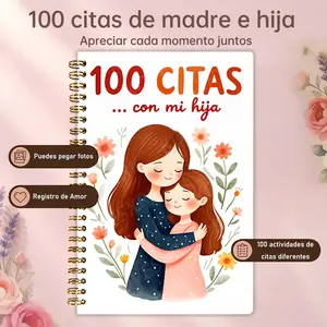 100 Dates Mother Daughter Record Plan Book, Guided Journal, Spanish Inner Page, Mother and Daughter Hug Cover, Area with Photo Stickers, Date List, Fun Memories Box, Warm Photo Conversation, Perfect Family Gifts, Brand