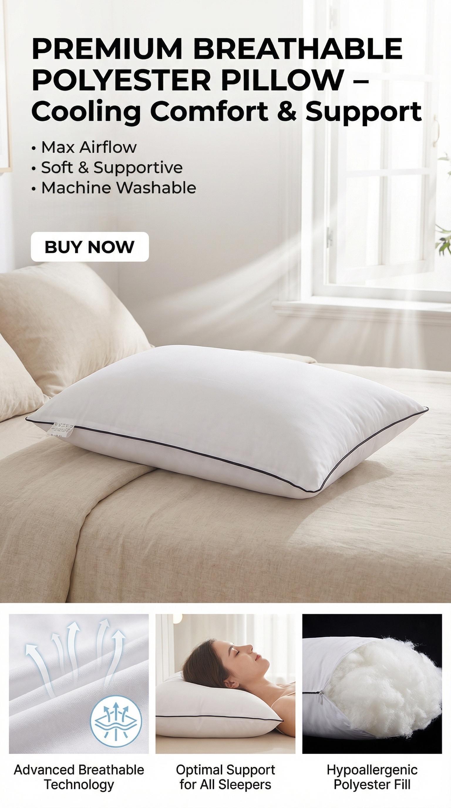 5-Star Hotel Pillow for Home - 2 Pack Cloud-Like Soft Pillows, Perfect for All Sleep Positions