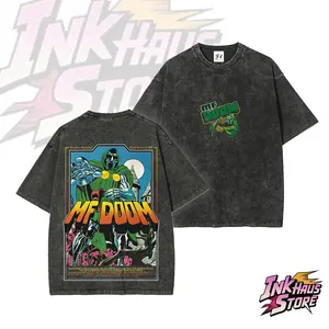 MF DOOM's classic 1999 album "Operation: Doomsday" features a design that blends the retro style of Doctor Doom - Short Sleeve Cotton Unisex Retro Wash Tee