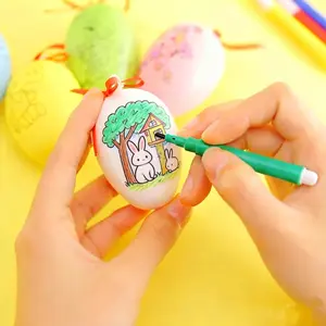 Easter Egg Crafting Kit with 4 Color Pens and 1 Plastic Egg, DIY Handicraft Party Supplies for Spring Decor, Perfect for Egg Hunt Events, Bunny, Easter Crafts