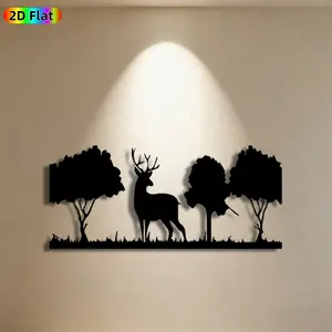 1pc Deer & Trees Metal Wall Art, Graceful Deer & Trees Statue Mural, Ideal Gift for New Year, Christmas, Nature Decor Enthusiasts, Perfect for Outdoor Fence & Indoor Living Room Wall, Captivating Wildlife-Inspired Home Accent