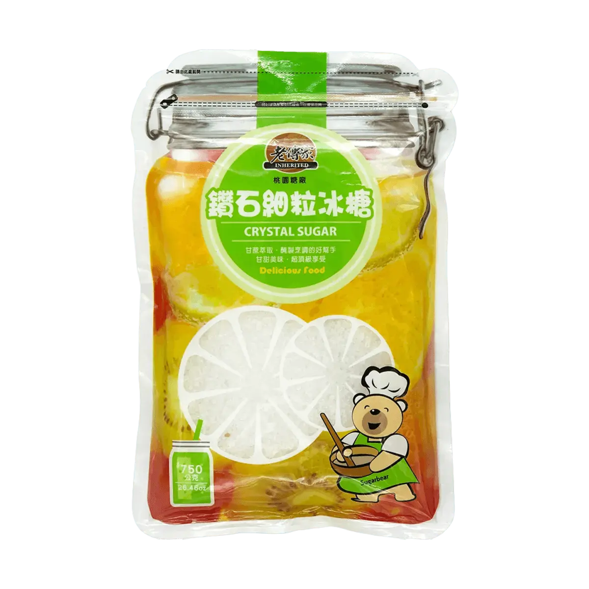 Ya Chuan Taiwan Diamond Rock Sugar 750g - Fine Granule, Pure Cane Sugar for Baking, Desserts, Tea & Coffee