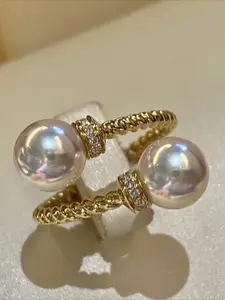 Women's Imitation Pearl Adjustable Ring, Fashion Rings, Valentine's Day Christmas Gift, Bridal Wedding Engagement Jewelry, Daily Wear Decorative Accessories