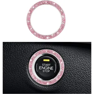 Bling Engine Start Ring Decal, Sparkling  Rhinestone Auto Push Start Button Cover Sticker, Decorative Key  Knob Ring for  ,  Accessories (, 1 count)