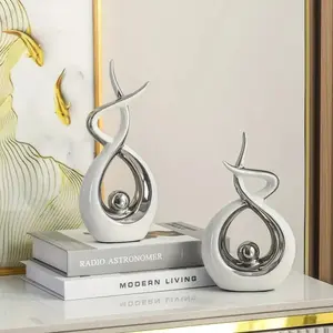 2 pieces of modern sculpture dining table living room decoration, TV stand and office desk decoration, suitable for coffee table and shelf decoration, a great gift item